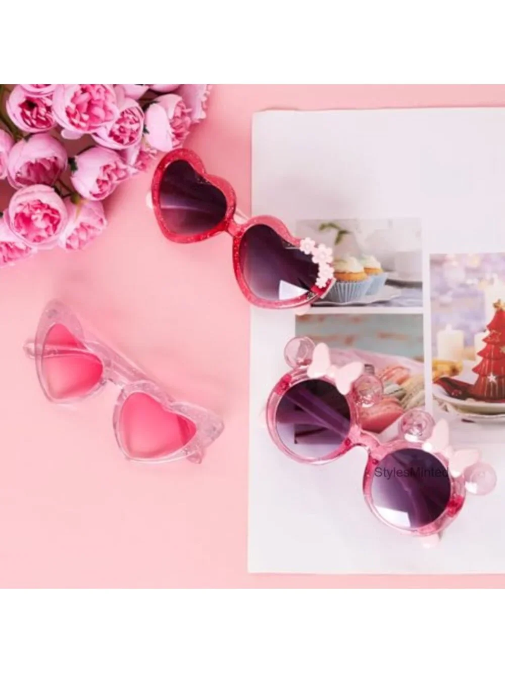 3-Pack Kids Sunglasses Set Heart Flower Bow UV400 Protection